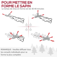 HOMCOM Sapin de Noël artificiel lumineux blanc  180 cm 650 branches 150 LED - support pied pliable(m-5)