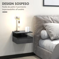 HOMCOM Set da 2 Comodini Moderni Sospesi con Cassetto e Mensola in Legno 35x32x22.5cm, Nero Lucido(m-4)
