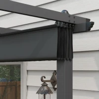 Outsunny 3 x 4m Aluminium Pergola, with Retractable Roof - Dark Grey(m-8)