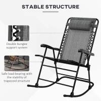 Outsunny Folding Rocking Chair Outdoor Portable Zero Gravity Chair w/ Headrest Grey(m-6)