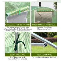 Outsunny Foliengewächshaus, begehbar, 8 Fenster mit Fliegennetz, robuste Folie, Stahlrahmen, 6 x 3 x 2 m, Grün(m-6)