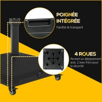 Outsunny Pied de parasol, Base de lestage carré en plastique HDPE 4 roulettes et poignée, capacité 21kg dim. 45L x 45l x 40H cm(m-7)