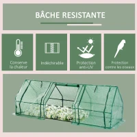 Outsunny Mini Serre de Jardin mini serre tunnel 180L x 90l x 90H cm toit pointu Acier PE Haute densité 140 g/m² Anti-UV 3 fenêtres avec Zip enroulables Vert(m-4)