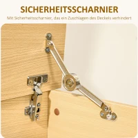 HOMCOM Truhe Aufbewahrungsbox Sitztruhe mit Stauraum Sicherheitsscharniere Holzkiste mit klappbarem Deckel für Wohnzimmer, Schlafzimmer, Spanplatte Buche 100 x 40 x 40cm(m-5)