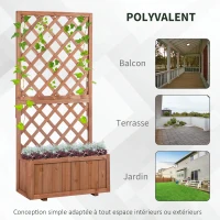 Outsunny Jardinière avec Treillis - bac à Fleurs - jardinière sur Pied - dim. 72,5L x 31,5l x 149,5H cm Inserts d'irrigation Inclus Bois Sapin pré-huilé(m-6)
