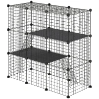 PawHut Recinto per Animali Modulabile con 31 Pannelli, 2 Porte e 2 Rampe, in Acciaio e PP, 105x45x105 cm, Nero(m-10)