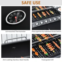 Outsunny Seven Burner Gas Grill, with Integrated Thermometer and Storage(m-6)