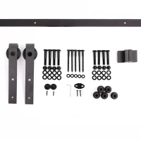 HOMCOM 200 cm Herraje para Puerta Corredera de Madera Kit de Accesorios Guía de Riel con Tornillos Carga Máx. 90 kg Acero al Carbono Marrón(m-11)