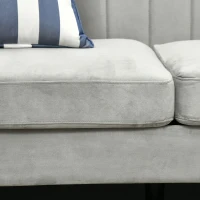 HOMCOM Divano 3 Posti in Velluto Grigio con 5 Piedini e Doghe, 199x72x75cm(m-7)