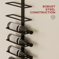 HOMCOM 10-Tier Wall Mount Wine Rack, Steel Wall Wine Rack for 10 Wine Bottles, Wall Wine Display Rack for Kitchen, Dining Room, Home Bar, Black(m-6)