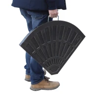 Outsunny 2-tlg. Set Gewichte für Sonnenschirmständer Platten-Schirmständer Sonnenschirmbasis halbrund mit Handgriff Kunstharz + Metall Bronze 66 x 47 x 4,2 cm 30 kg(m-6)
