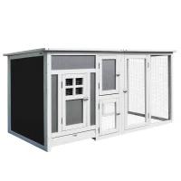 PawHut Wood Chicken Coop Hutch Hen House Cage PC Roof w/ Run Nest Box Deluxe 160 x 75 x 80 cm(m-11)