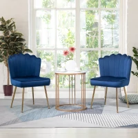 HOMCOM Set 2 Sedie Moderne e Imbottite per Salotto o Soggiorno con Rivestimento Effetto Vellutato, 57x58x88cm, Blu(m-2)