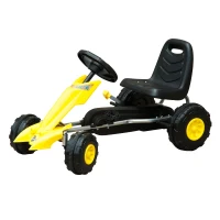 HOMCOM Kart à pédales Go-Kart Enfants avec Frein 88L x 51l x 48H cm Jaune Noir(m-10)