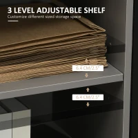 HOMCOM Freestanding Printer Stand Unit Office Desk Side Mobile Storage w/ Wheels 3 Drawers, 2 Open Shelves Modern Style 80L x 40W x 65H cm - Grey(m-5)