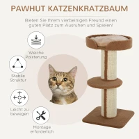 PawHut Kratzbaum 91 cm Katzenturm mit Sisalstämme, Plattform, Kissen mehrstöckiger Katzenkratzbaum, Kletterbaum, für mittelgroße Katzen, Hellbraun(m-4)