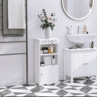 HOMCOM Sideboard, Küchenkommode mit 3 Fächern, Badschrank, Aufbewahrungsschrank, Küchenschrank, Beistellschrank für Wohnzimmer, Schlafzimmer, Weiß, 40 x 23 x 80 cm(m-2)