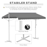 Outsunny Standmarkise Gartenmarkise Markise mit Faltarm Kurbel Terrasse Grau 3x3m(m-7)