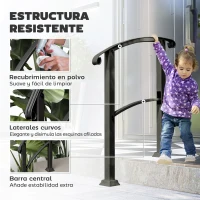 Outsunny Barandilla de Escalera 71 cm con Kit de Instalación Ángulo Ajustable para 1-3 Escalones para Exterior Terraza Negro(m-5)