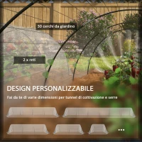 Outsunny Telo di Copertura Piante a Rete con Archetti Flessibili e Clip di Fissaggio, Bianco(m-6)