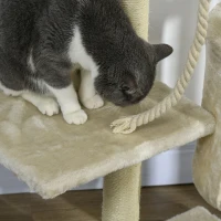PawHut Arbre à Chat Griffoir Un Niche Trois Étagères 75 X 40 X 112 cm Beige(m-4)