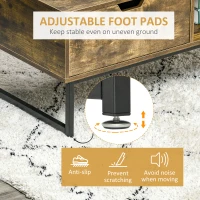 HOMCOM Industrial Coffee Table, Centre Table with Storage Shelf, Drawer and Metal Frame, Coffee Tables for Living Room, Office, 106W x 48D x 43H cm, Rustic Brown(m-6)