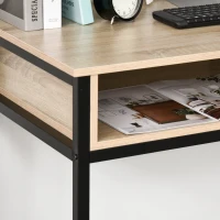 HOMCOM Bureau avec rangement table bureau Industriel bureau ordinateur avec tiroir châssis métal Noir Plateau bois chêne Clair(m-7)
