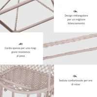 Outsunny Amaca Sedia Sospesa ad Altalena in Legno e Corda di Cotone, Beige, 80x140 cm(m-5)