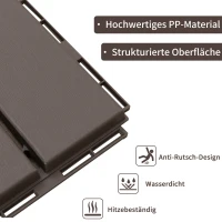 Outsunny Terrassenfliesen 30 x 30 cm 9 Stück 0,81㎡ Klickfliesen Balkonfliesen mit Klicksystem Drainagefunktion Bodenbelag Fliese für Terrasse Balkon Braun(m-4)