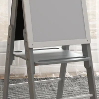 AIYAPLAY Caballete para Niños Caballete de Pizarra Blanca y Pizarra de Doble Cara Altura Ajustable 40x56x107/112/117 cm Gris(m-9)