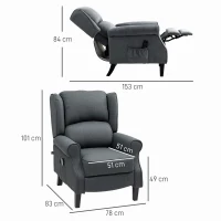 HOMCOM Massagesessel mit Heizfunktion, 2 Massagebereiche, Liegefunktion, bis 150 kg, Dunkelgrau(m-3)