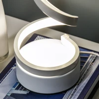 HOMCOM Set of 2 Modern Wave-Shaped LED Table Lamp with Round Metal Base for Living Room, Bedroom, White(m-8)