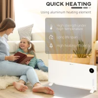 HOMCOM 2000W Electric Convector Heater, Freestanding or Wall Mounted, Space Heater with Adjustable Thermostat, Timer, White(m-5)
