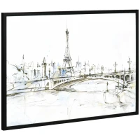 HOMCOM Kunstdruck mit Eiffelturm-Motiv, UV-Druck, Prägetechnik, inkl. Montagematerial, 93 cm x 2,5 cm x 63 cm(m-10)
