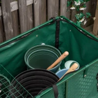 Outsunny Carrello da Giardino in Acciaio con Pareti Laterali Ribaltabili e 4 Ruote, Capienza 342L, Verde(m-8)