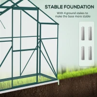 Outsunny 6 x 2.5ft Polycarbonate Greenhouse Walk-In Green House with Rain Gutter, Sliding Door, Window, Foundation, Green(m-5)