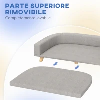 PawHut Divano per Cani di Taglia Grande con Cuscino Sfoderabile, in Poliestere e Legno, 98x67x25 cm, Grigio(m-5)