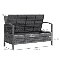 Outsunny 125L Storage Garden Bench, with Cushion - Grey(m-3)