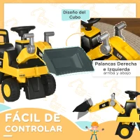 HOMCOM Excavadora para Niños de 18 a 36 Meses con Licencia Caterpillar Pala Delantera y Bocina 78x29,5x54 cm Amarillo(m-5)