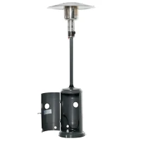 Outsunny Parasol Chauffant Commercial 12,5 KW - Chauffage d'extérieur gaz 30 m² - Chauffage de terrasse - Double sécurité - Puissance réglable - roulettes - Acier INOX. Gris(m-10)