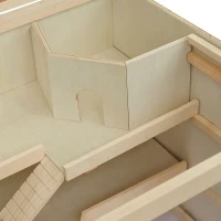 PawHut Wooden Hamster Cage, Small Animals Hutch with Tray, Openable Top, Exercise Play House Pen, 115L x 57W x 55Hcm, Natural(m-8)