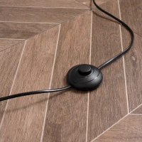 HOMCOM Lampadaire lampe à pied en métal avec abat-jour câble de 180 cm avec interrupteur à pied 30 x 25 x 159 cm or blanc(m-9)