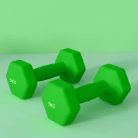SPORTNOW 2 x 5kg Hexagonal Dumbbells Weights Set with Non-Slip Grip for Home Gym Workout, Green(m-9)