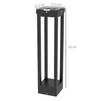 Outsunny Gartenleuchte, Solarbetrieb, bis 10h Leuchtdauer, Einschaltautomatik, wetterfest, 12,5 x 12,5 x 50 cm, Schwarz(m-3)