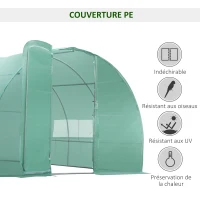 Outsunny Serre de Jardin Tunnel en Métal Vert 6X3X2M(m-4)