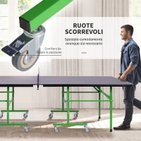 HOMCOM Tavolo da Ping Pong Pieghevole Interno con 8 Ruote 152.5 × 274 × 76cm(m-5)