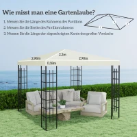 Outsunny 3 x 3 m Ersatzplane für Pavillon, Plane für Garten-Pavillon, mit Wasserablauföffnungen, UPF30+, Cremeweiß(m-3)