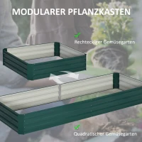 Outsunny Stahl-Hochbeet, offener Boden, einfacher Aufbau, 95L x 90,5B x 29,8H cm, Grün(m-5)