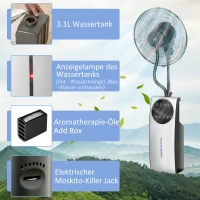 HOMCOM 2-in-1 Ventilator, LED-Display, Timerfunktion, Ø 44,5 x 135H cm, Silber + Schwarz(m-9)