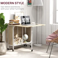 HOMCOM Six-Person Drop Leaf Dining Table - Natural/White(m-7)